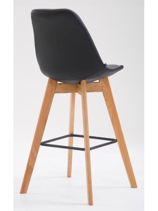 Juego de 2 taburetes de bar Metz piel sintética natural, negro