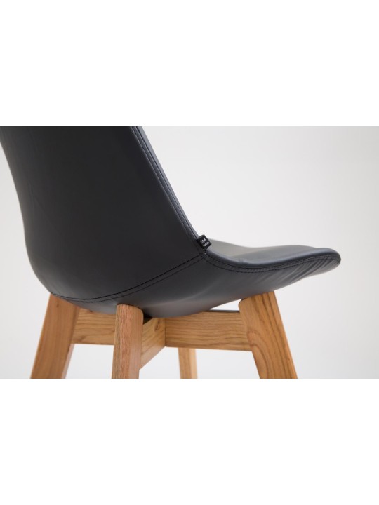 Juego de 2 taburetes de bar Metz piel sintética natural, negro