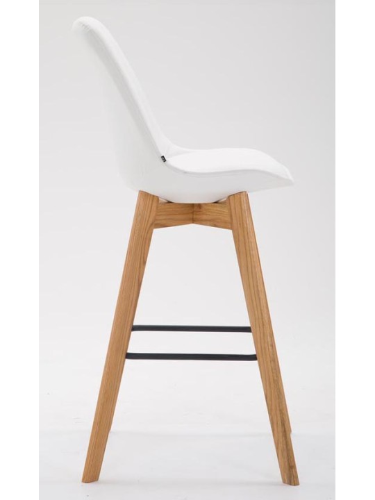 Juego de 2 taburetes de bar Metz piel sintética natural, blanco