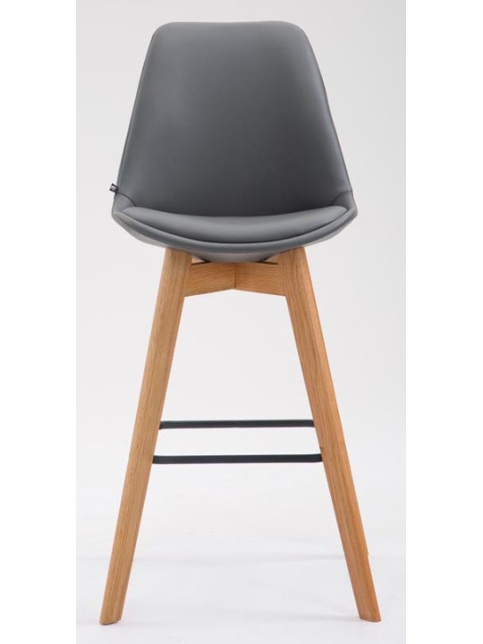 Juego de 2 taburetes de bar Metz piel sintética natural, gris