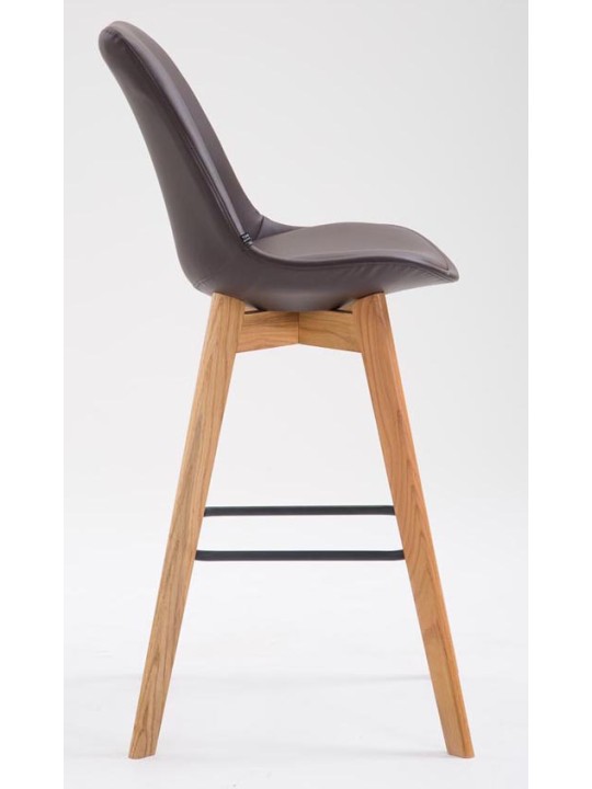 Juego de 2 taburetes de bar Metz piel sintética natural, marrón