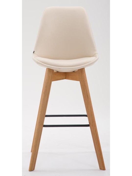 Juego de 2 taburetes de bar Metz piel sintética natural, crema