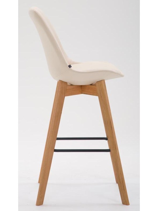 Juego de 2 taburetes de bar Metz piel sintética natural, crema