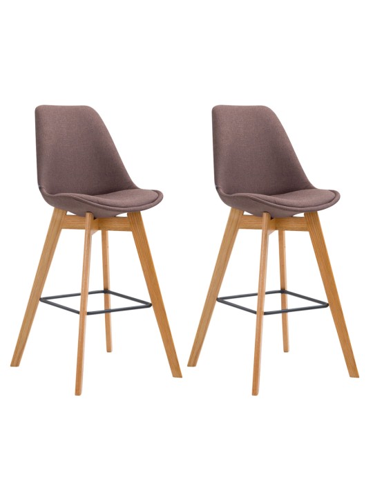 Juego de 2 taburetes de bar Metz tela natural, marrón