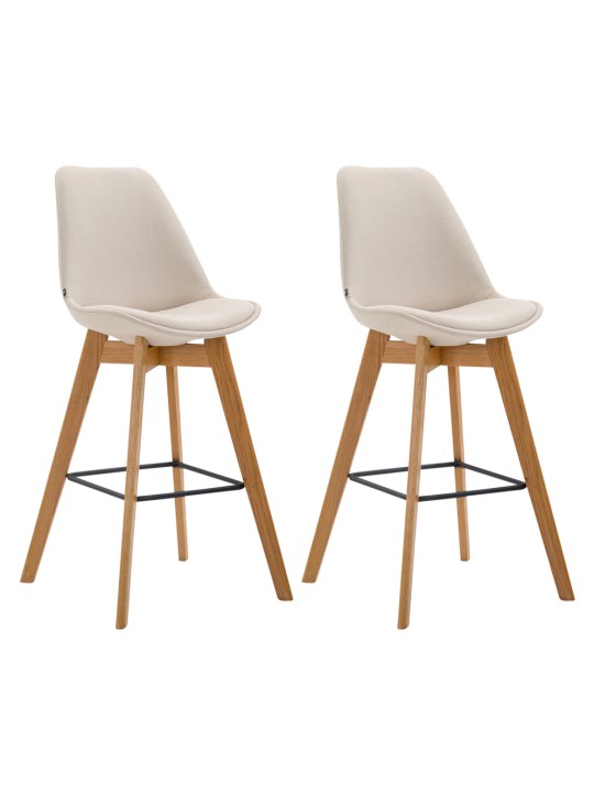 Juego de 2 taburetes de bar Metz tela natural, crema