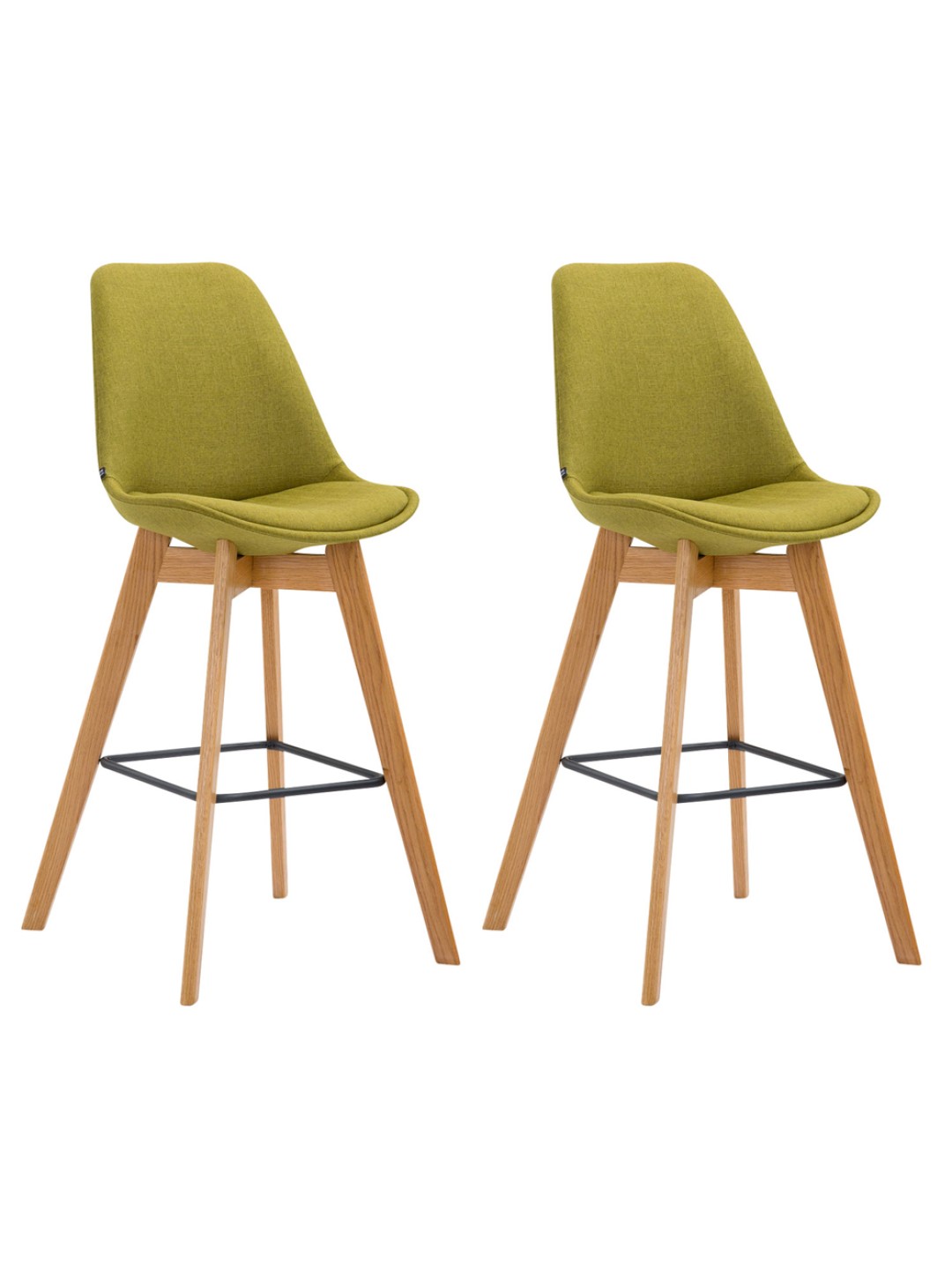 Juego de 2 taburetes de bar Metz tela natural, verde