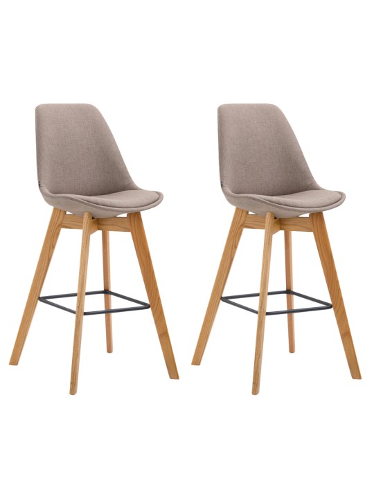 Juego de 2 taburetes de bar Metz tela natural, taupe