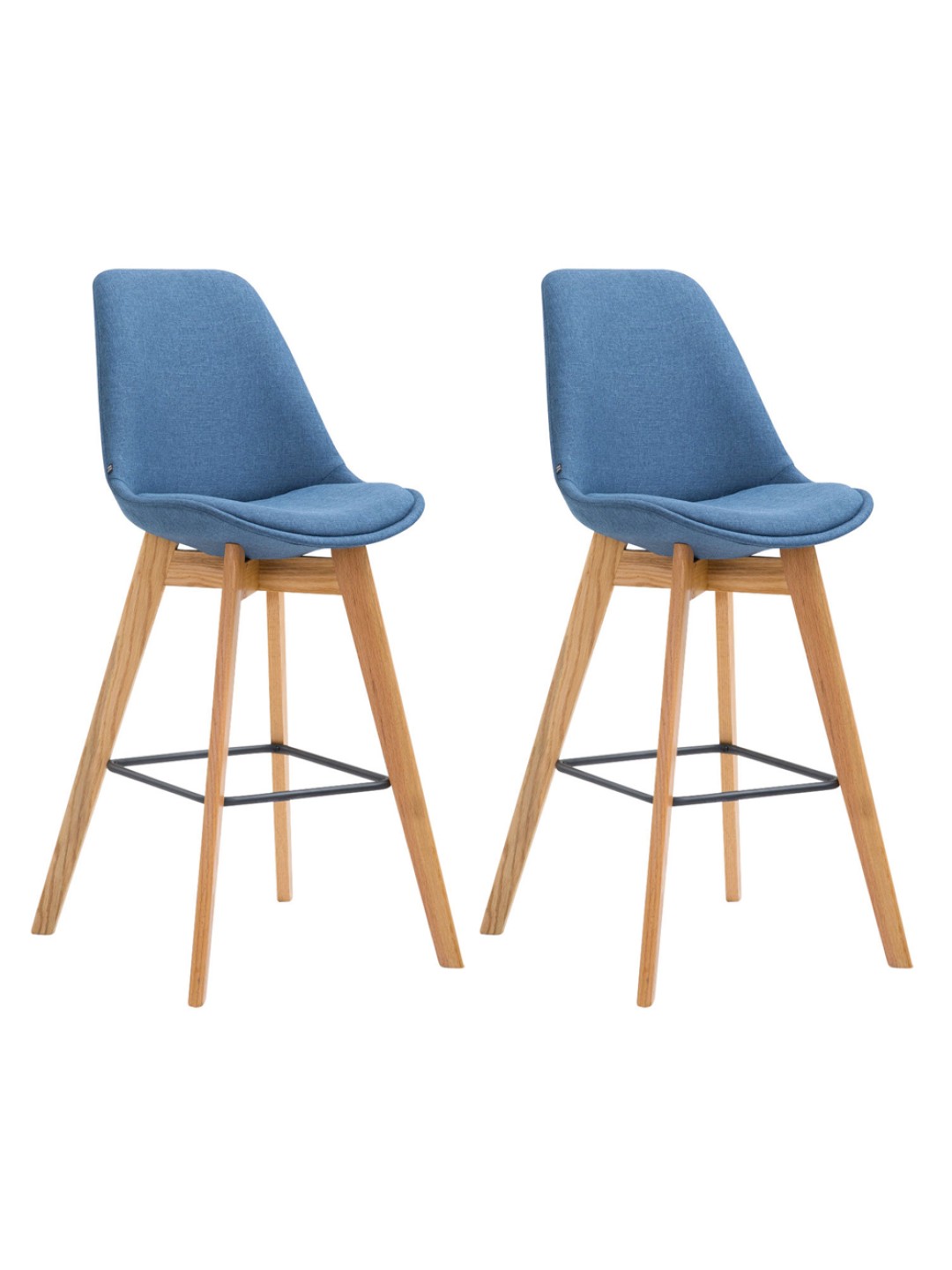 Juego de 2 taburetes de bar Metz tela natural, azul