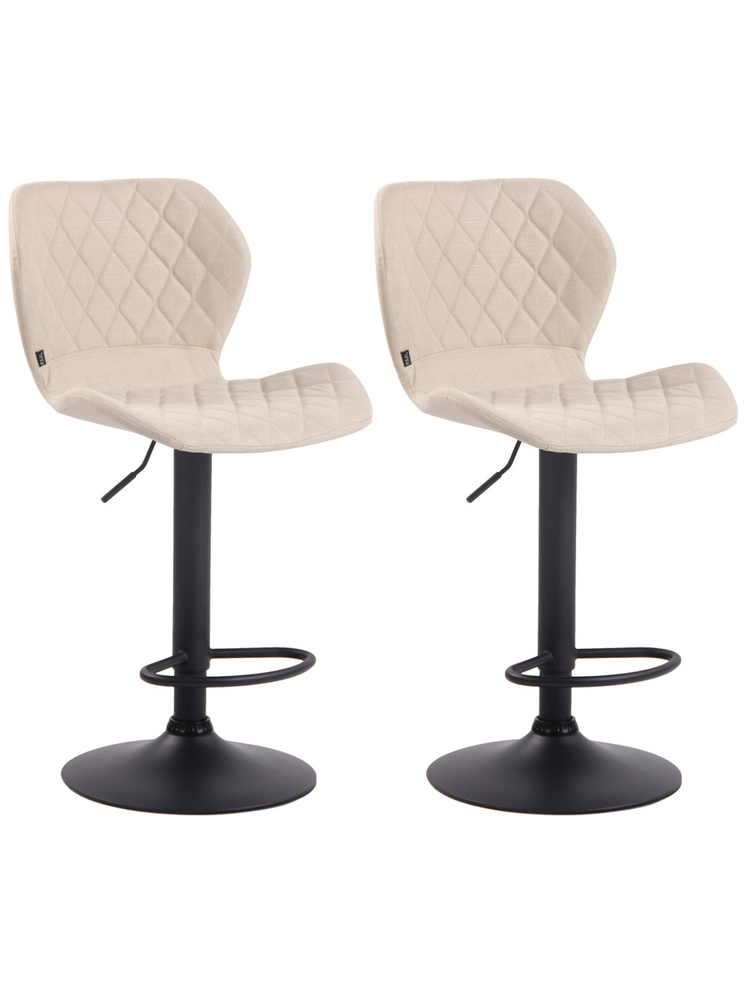 Juego de 2 taburetes de bar tela de corcho, crema