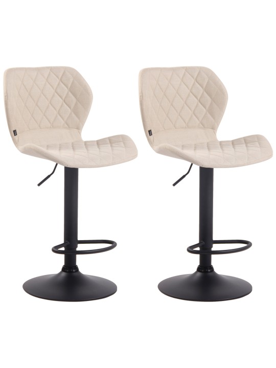 Juego de 2 taburetes de bar tela de corcho, crema