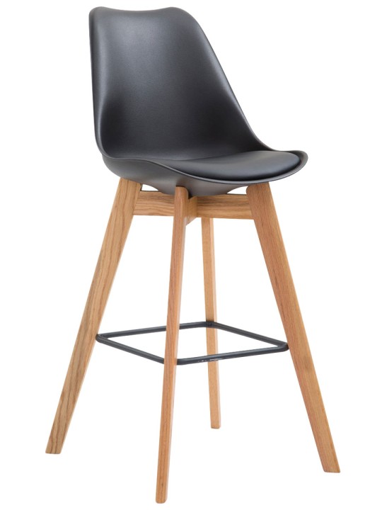 Juego de 2 taburetes de bar Metz plástico natural, negro