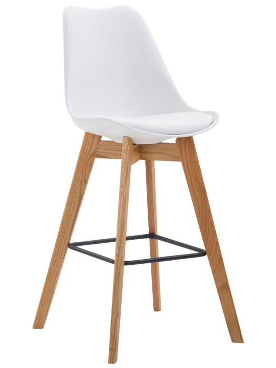 Juego de 2 taburetes de bar Metz plástico natural, blanco