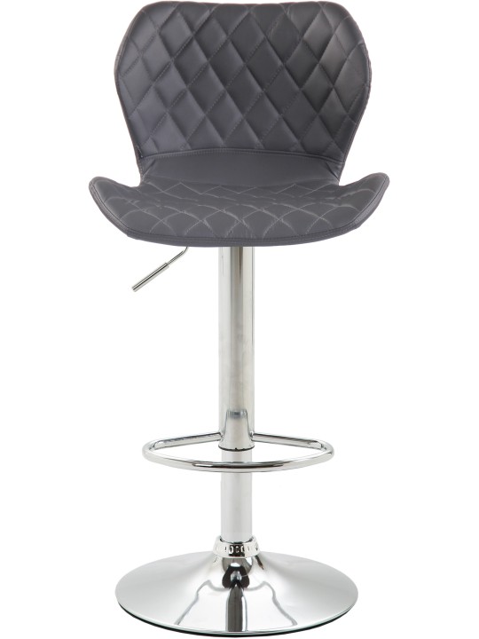 Juego de 2 taburetes de bar de corcho y piel sintética cromados, gris