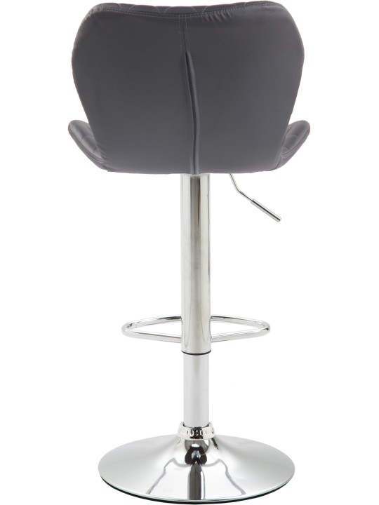 Juego de 2 taburetes de bar de corcho y piel sintética cromados, gris