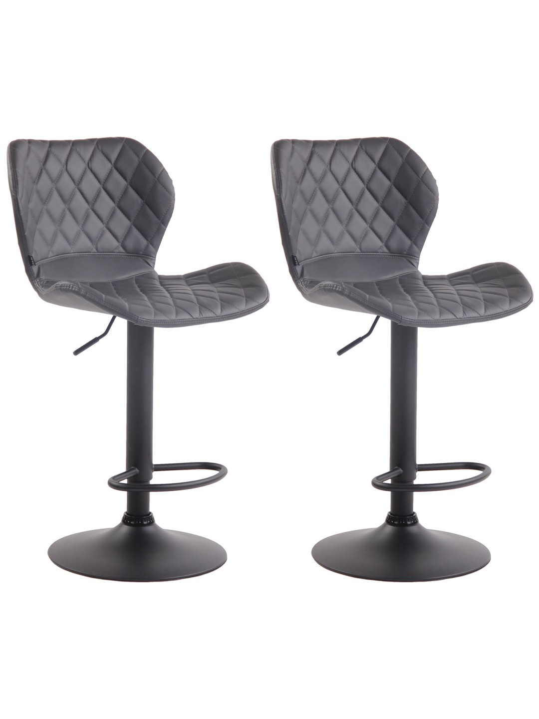 Juego de 2 taburetes de bar de corcho y piel sintética, gris