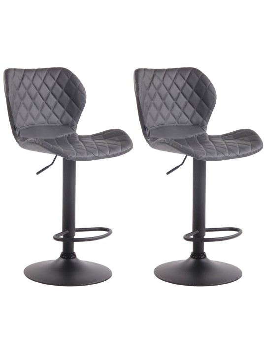 Juego de 2 taburetes de bar de corcho y piel sintética, gris