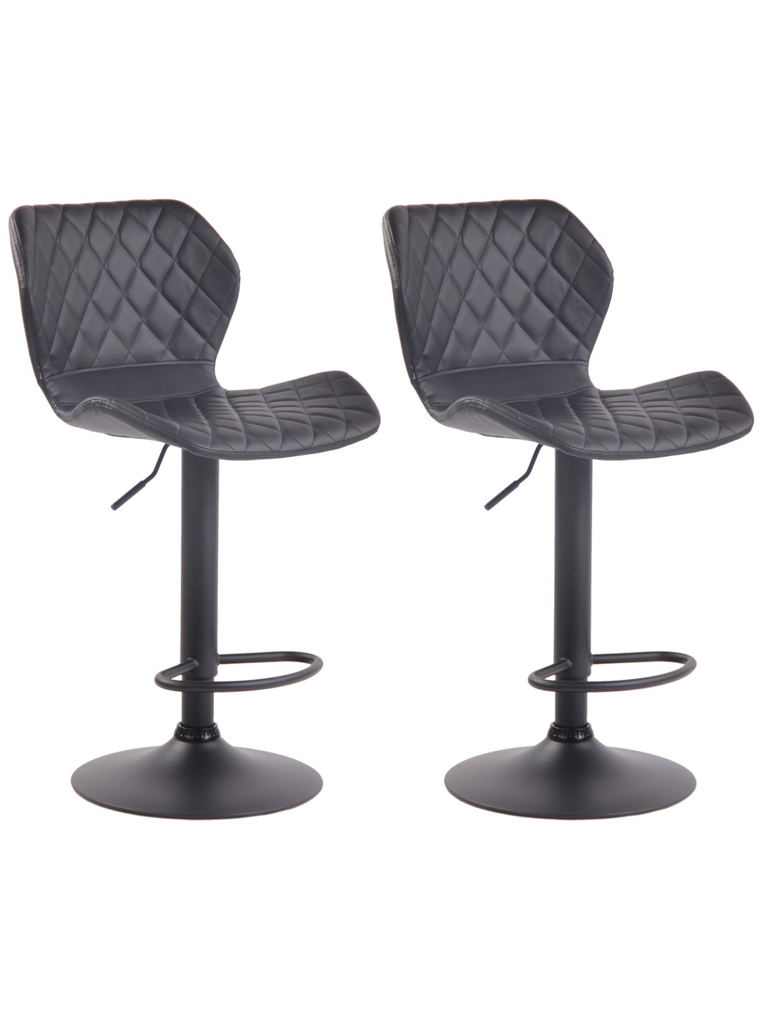 Set de 2 taburetes de bar Cork cuero sintético negro, negro