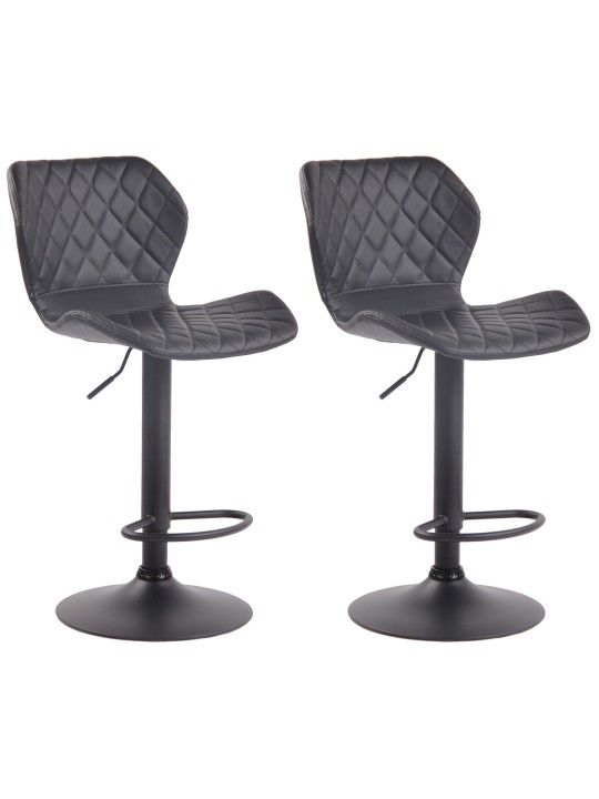 Set de 2 taburetes de bar Cork cuero sintético negro, negro