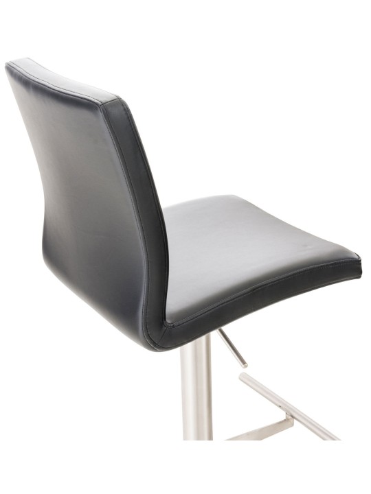 Juego de 2 taburetes de bar Cadiz piel sintética acero inoxidable, negro