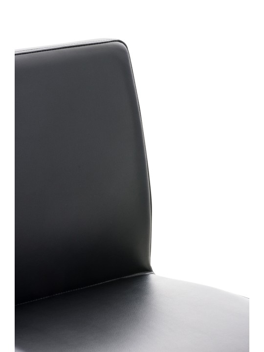 Juego de 2 taburetes de bar Cadiz piel sintética acero inoxidable, negro