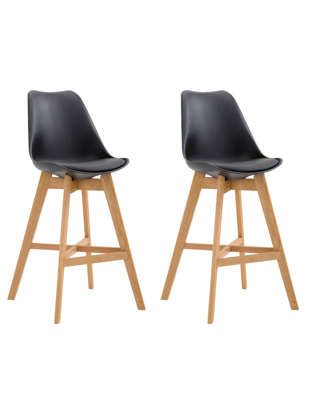 Juego de 2 taburetes de bar Cannes plástico natural, negro