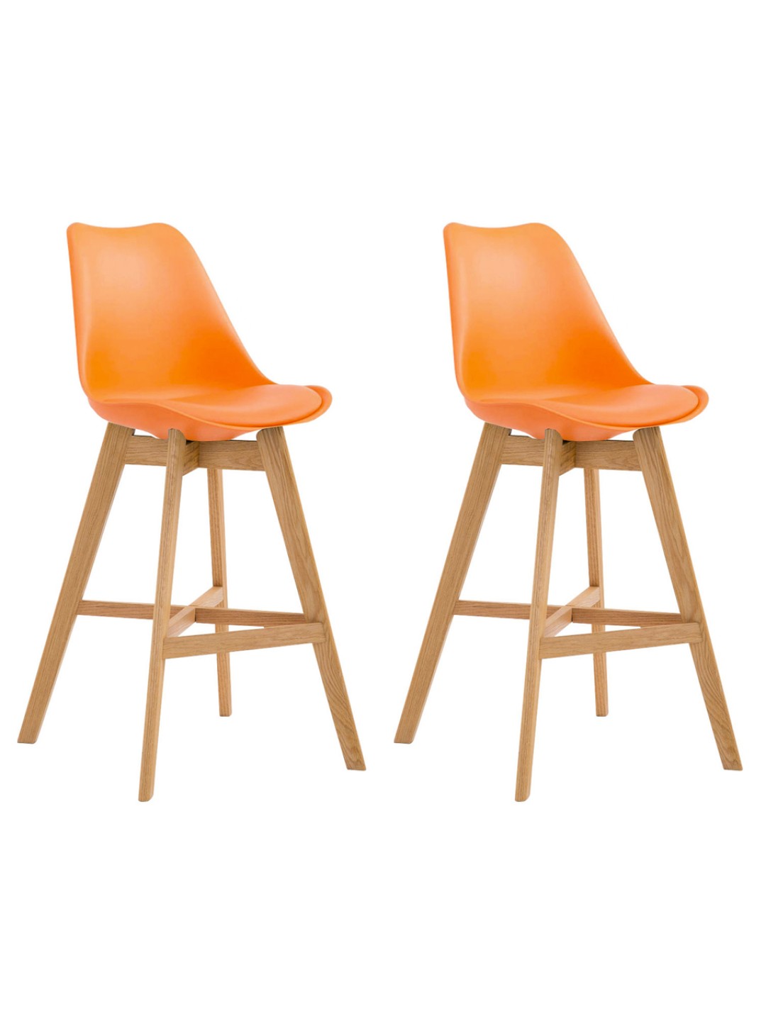Juego de 2 taburetes de bar Cannes plástico natural, naranja