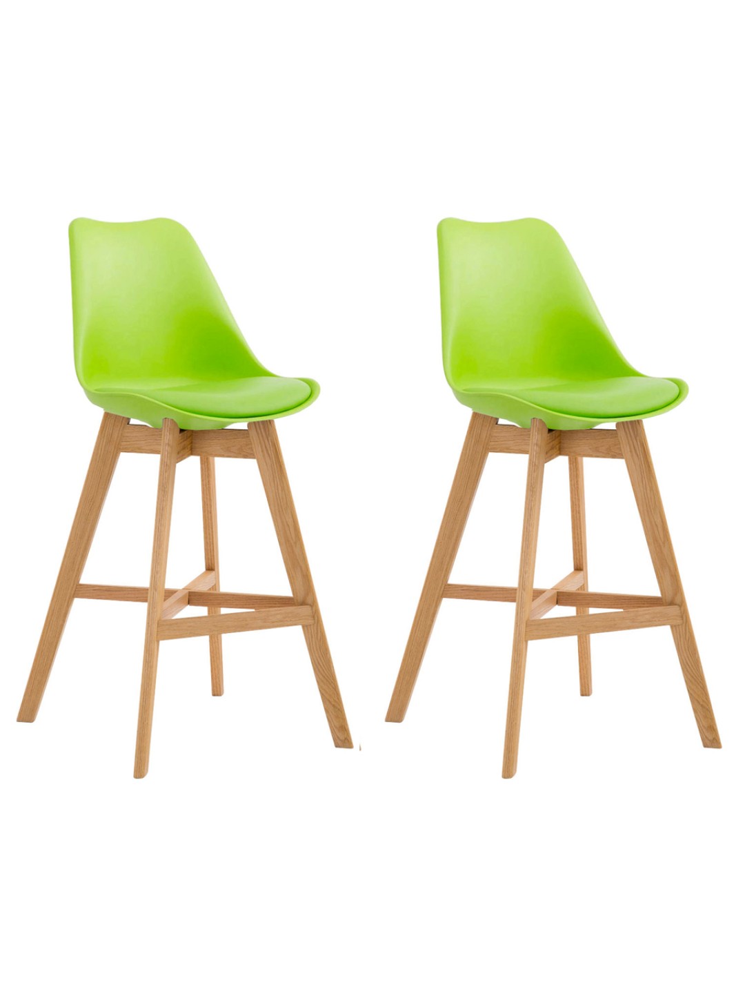 Juego de 2 taburetes de bar Cannes plástico natural, verde
