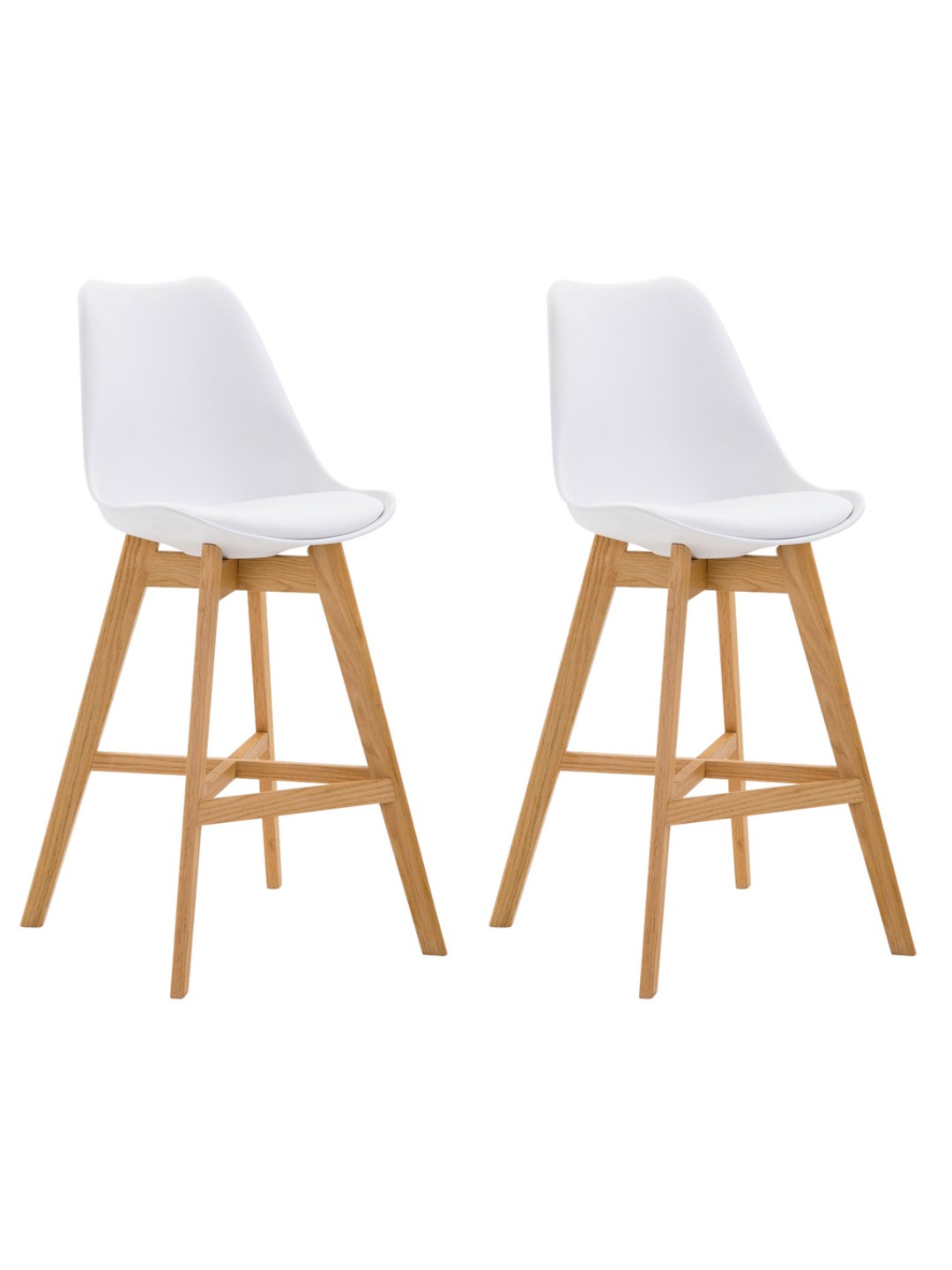 Juego de 2 taburetes de bar Cannes plástico natural, blanco