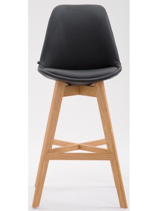 Juego de 2 taburetes de bar Cannes piel sintética Natura, negro