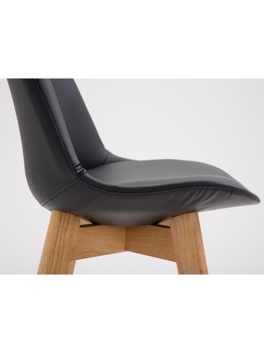 Juego de 2 taburetes de bar Cannes piel sintética Natura, negro