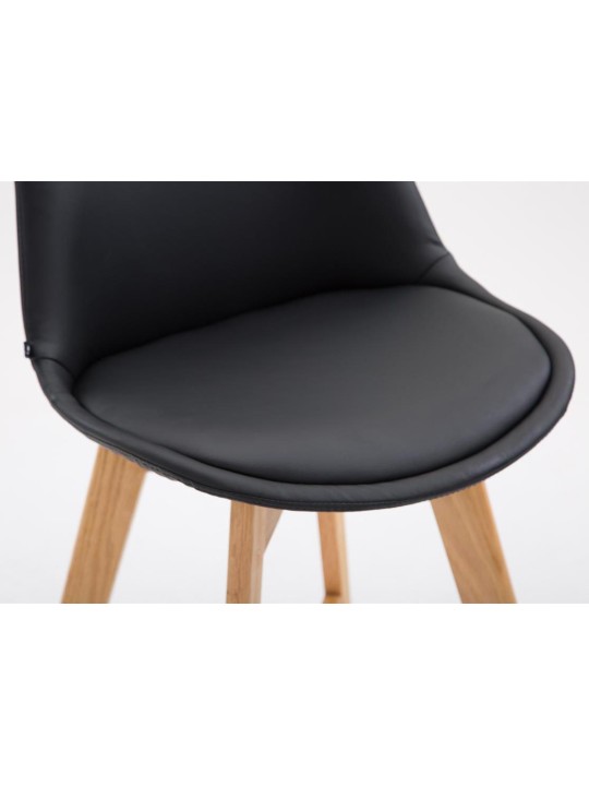 Juego de 2 taburetes de bar Cannes piel sintética Natura, negro