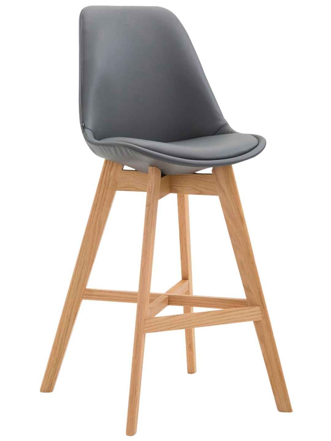 Juego de 2 taburetes de bar Cannes piel sintética natural, gris