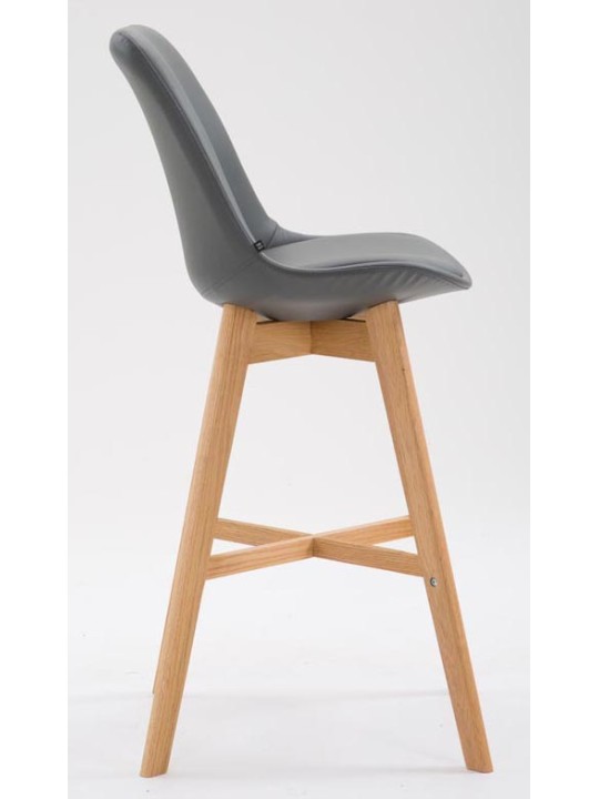 Juego de 2 taburetes de bar Cannes piel sintética natural, gris Juego de 2 taburetes de bar Cannes piel sintética natural, gris