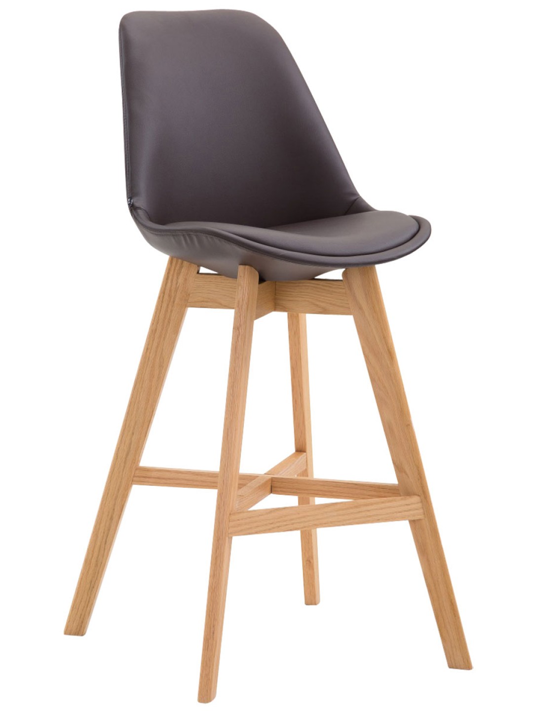 Juego de 2 taburetes de bar Cannes piel sintética natural, marrón