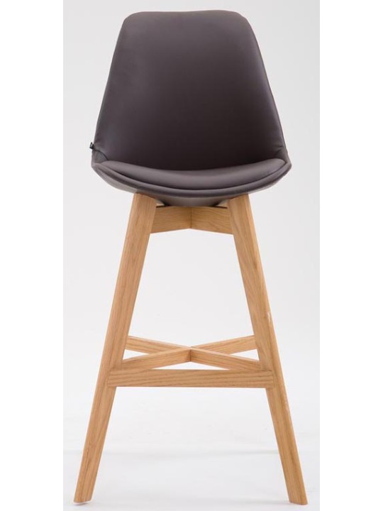 Juego de 2 taburetes de bar Cannes piel sintética natural, marrón Juego de 2 taburetes de bar Cannes piel sintética natural, marrón