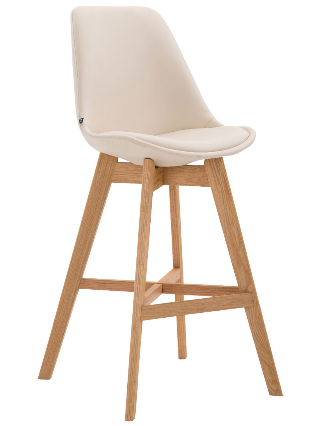 Juego de 2 taburetes de bar Cannes piel sintética natural, crema