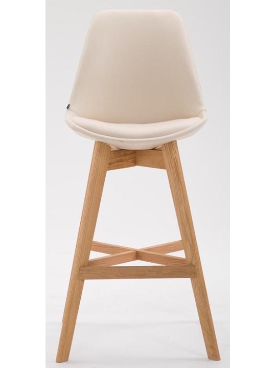 Juego de 2 taburetes de bar Cannes piel sintética natural, crema