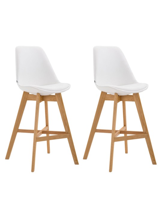 Juego de 2 taburetes de bar Cannes piel sintética natural, blanco Juego de 2 taburetes de bar Cannes piel sintética natural, blanco