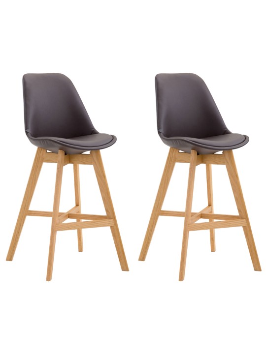 Juego de 2 taburetes de bar Cannes piel sintética natural, marrón Juego de 2 taburetes de bar Cannes piel sintética natural, marrón