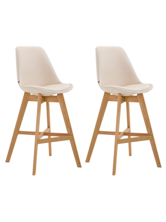 Juego de 2 taburetes de bar Cannes piel sintética natural, crema