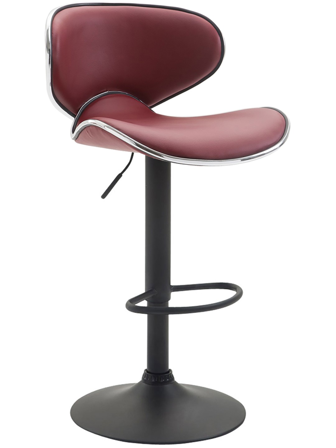 Juego de 2 taburetes de bar Las Vegas V2 de piel sintética, burdeos