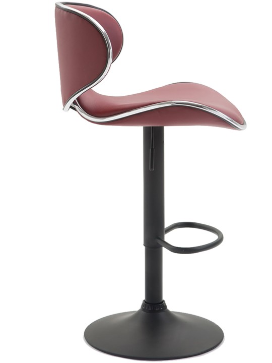 Juego de 2 taburetes de bar Las Vegas V2 de piel sintética, burdeos