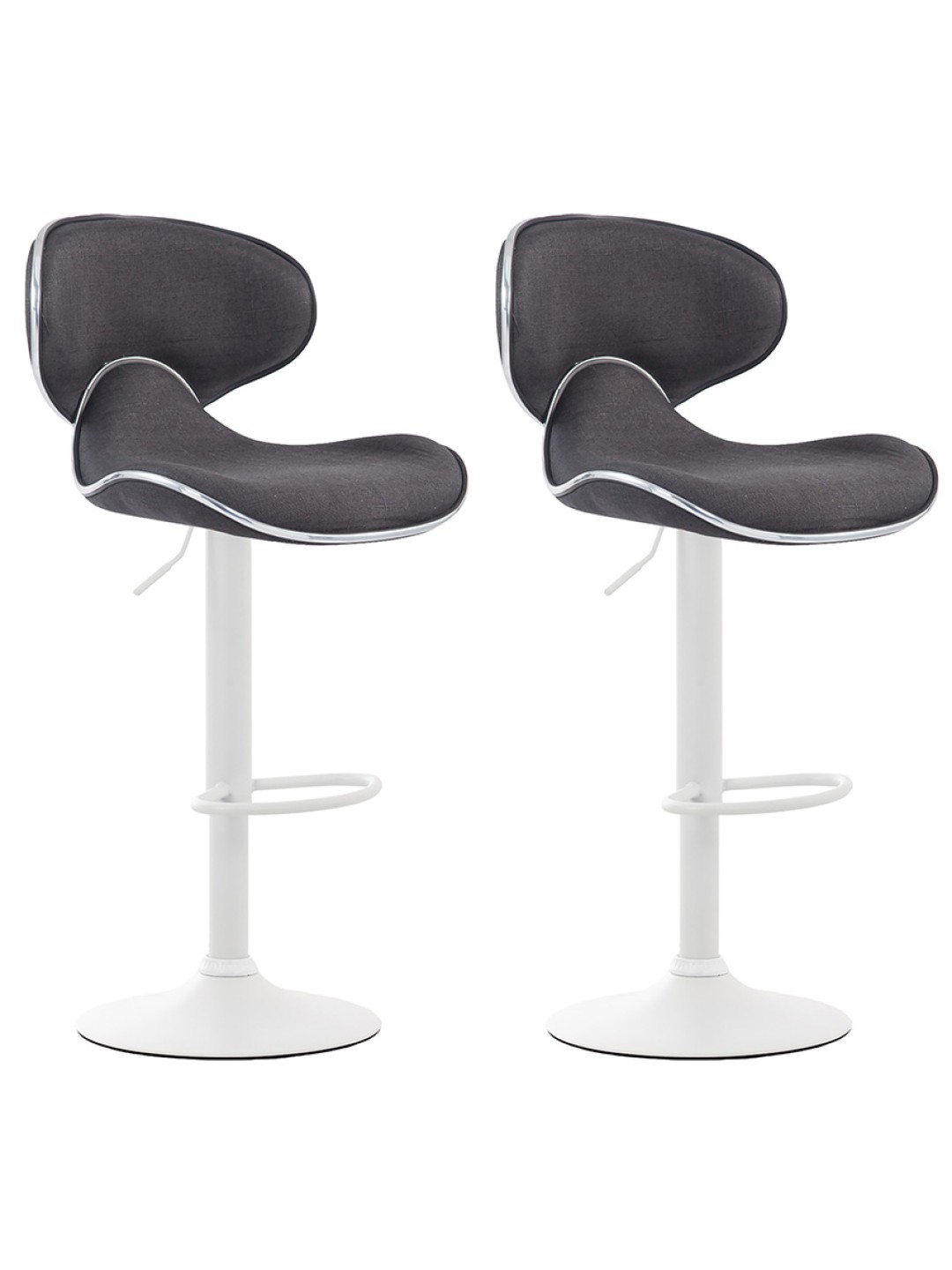 Juego de 2 taburetes de bar tela Las Vegas V2, gris oscuro
