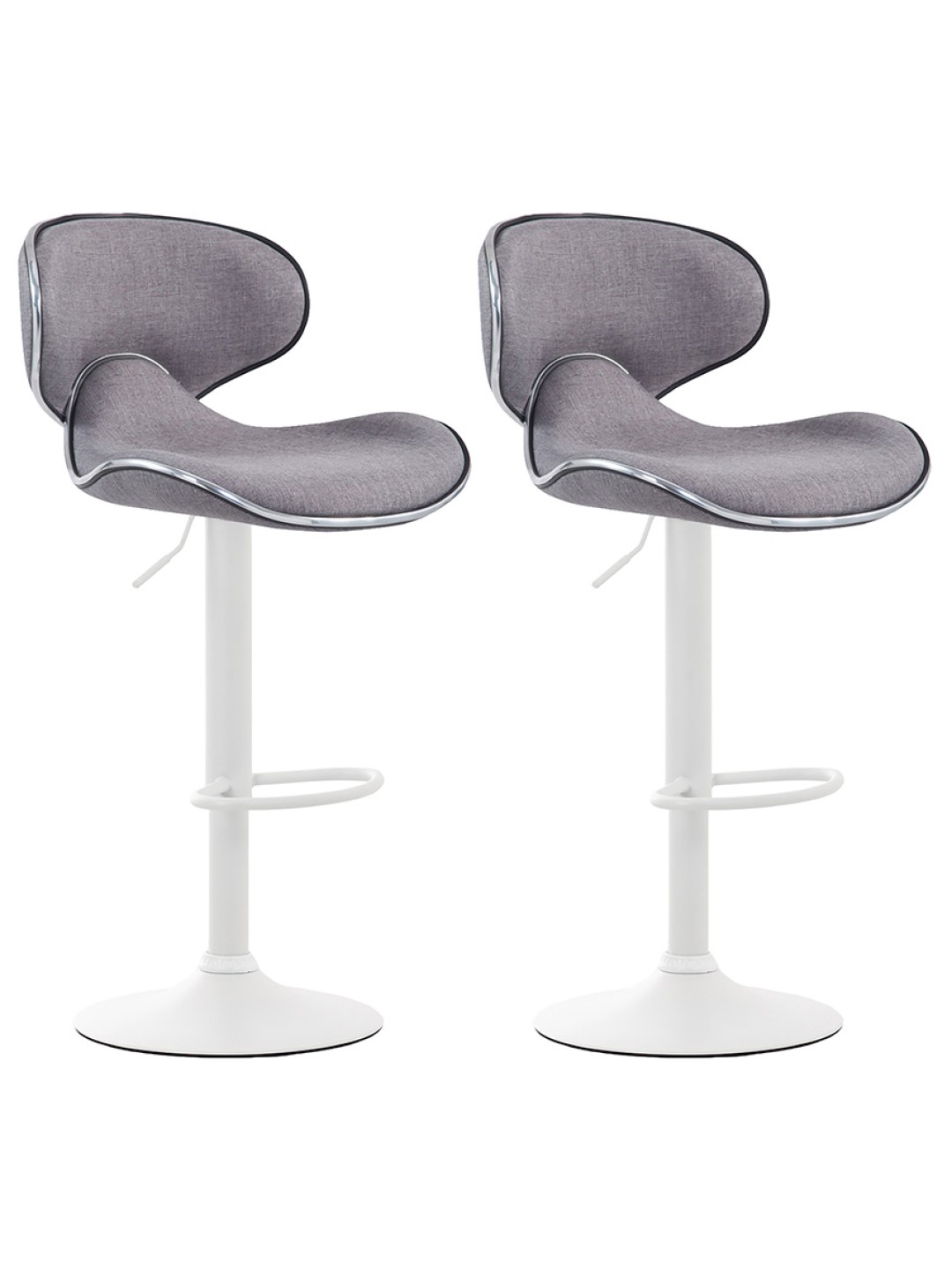 Juego de 2 taburetes de bar tela Las Vegas V2, gris claro