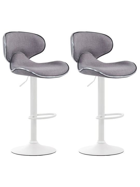 Juego de 2 taburetes de bar tela Las Vegas V2, gris claro