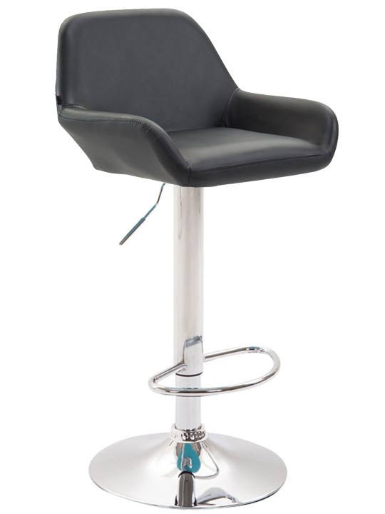 Juego de 2 taburetes de bar Braga polipiel cromado, negro