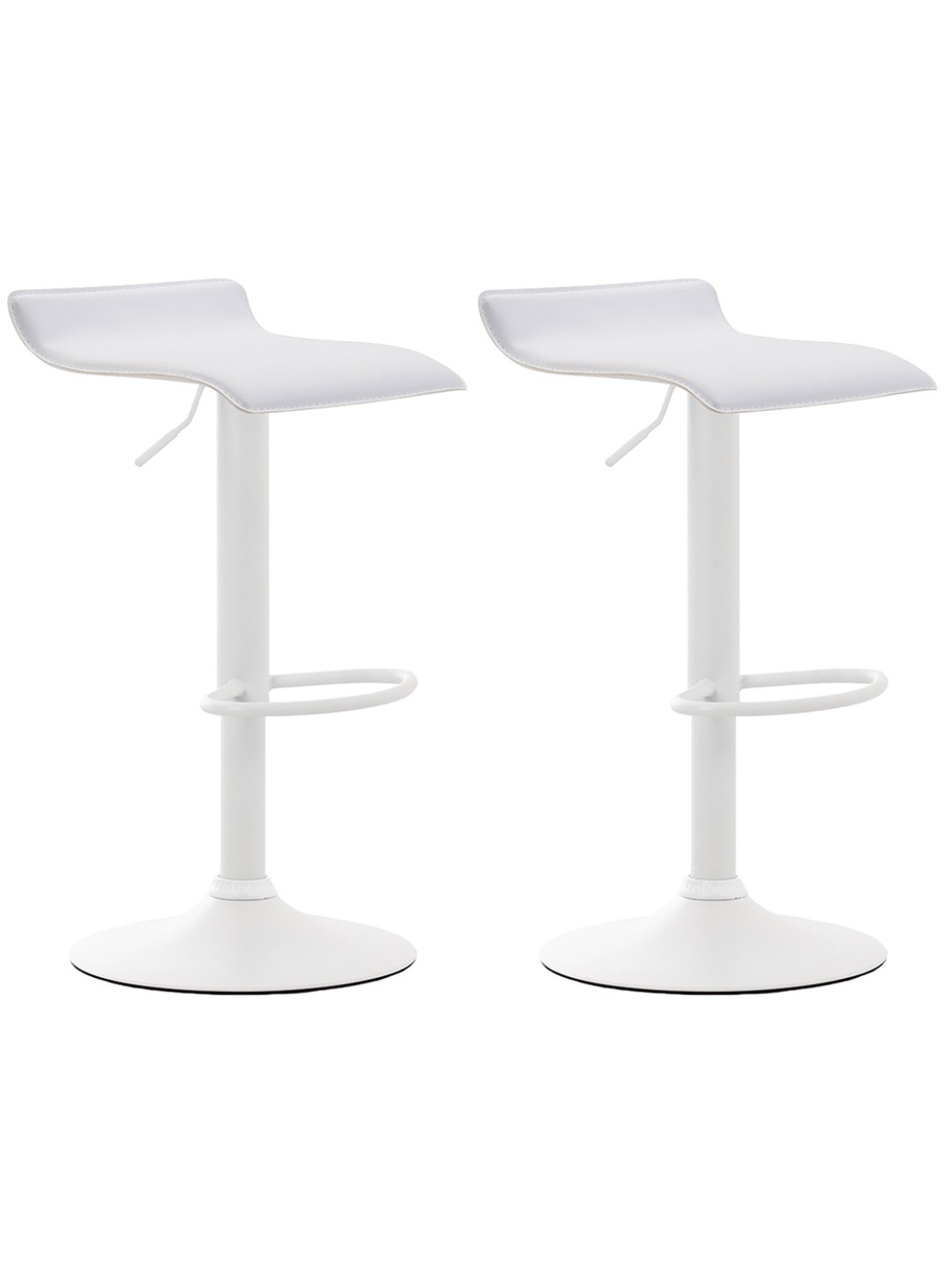 Juego de 2 taburetes de bar Dyn V2 de cuero artificial, blanco