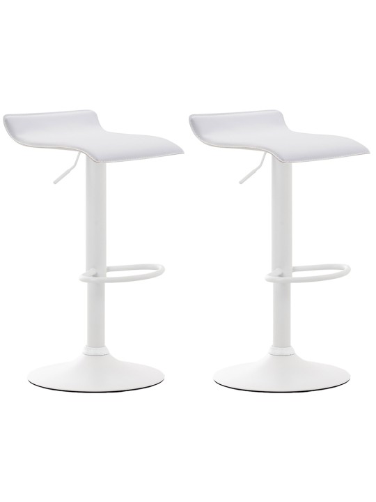 Juego de 2 taburetes de bar Dyn V2 de cuero artificial, blanco