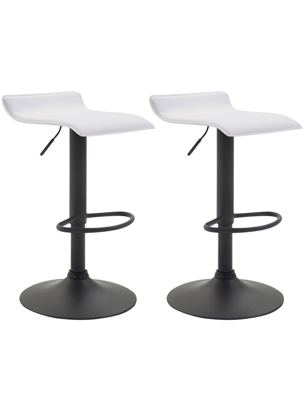 Juego de 2 taburetes de bar Dyn V2 de cuero artificial, blanco