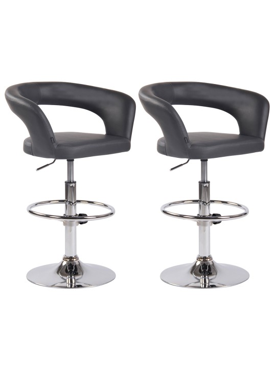 Juego de 2 taburetes de bar Jaen piel sintética, gris